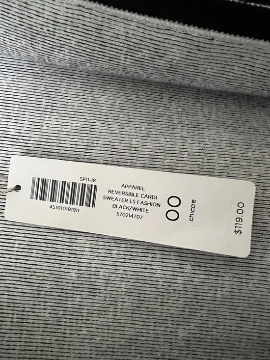 Chico's US Size 2 Black Gray Reversible Cardigan Sweater Chico’s Size 00 XS - Picture 4 of 12